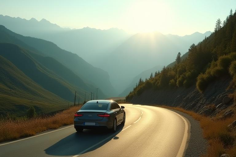 Fahrzeug am Alpenpass